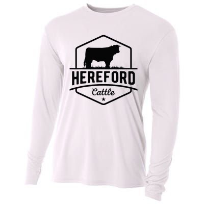 Hereford Cattle Hereford Cow For Cattle Farmer Cooling Performance Long Sleeve Crew