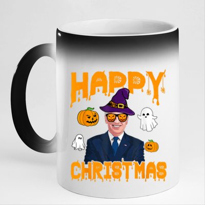 Happy Christmas Halloween Jokes Pumpkin Boo Funny Joe Biden 11oz Black Color Changing Mug