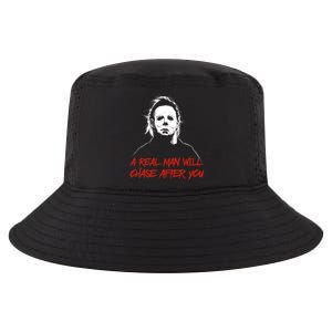 Halloween Creepy Horror Scary Man With Knife A Real Man Will Chase After You Cool Comfort Performance Bucket Hat