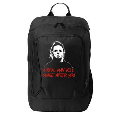 Halloween Creepy Horror Scary Man With Knife A Real Man Will Chase After You City Backpack