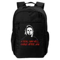 Halloween Creepy Horror Scary Man With Knife A Real Man Will Chase After You Daily Commute Backpack