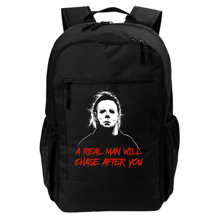 Halloween Creepy Horror Scary Man With Knife A Real Man Will Chase After You Daily Commute Backpack