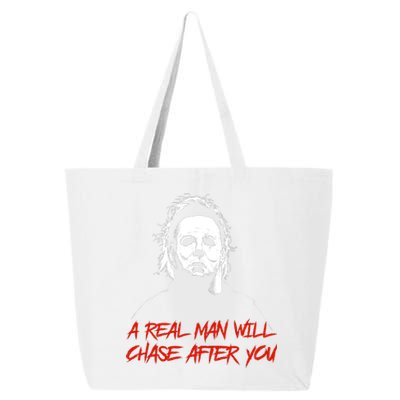 Halloween Creepy Horror Scary Man With Knife A Real Man Will Chase After You 25L Jumbo Tote