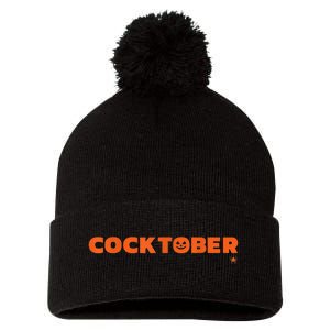 Happy Cocktober Halloween Costume Funny Halloween Pom Pom 12in Knit Beanie