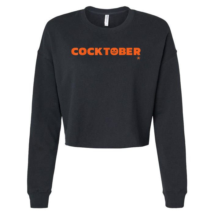 Happy Cocktober Halloween Costume Funny Halloween Cropped Pullover Crew