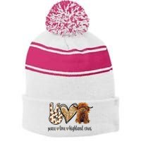 Highland Cow Stripe Pom Pom Beanie