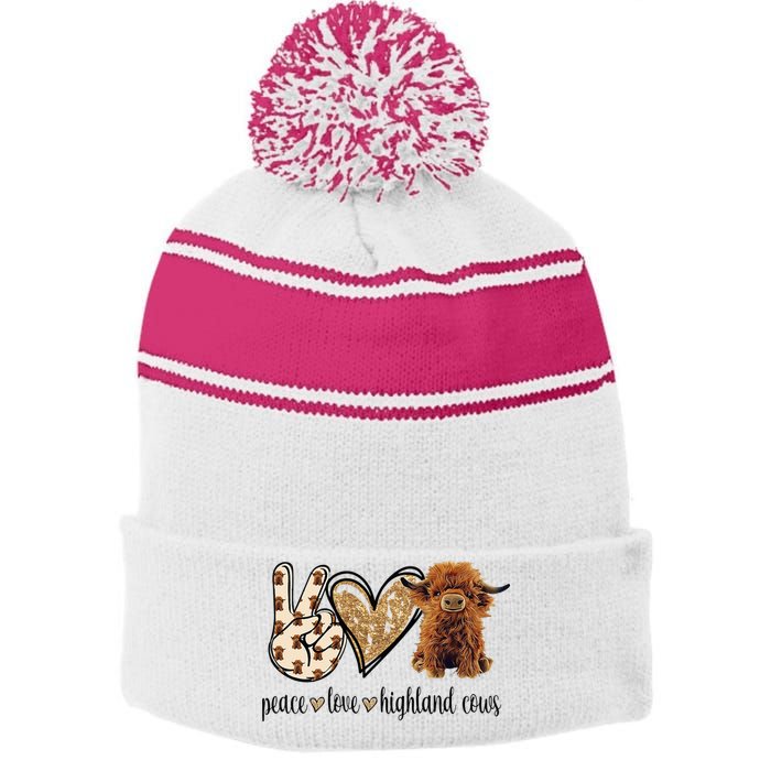Highland Cow Stripe Pom Pom Beanie