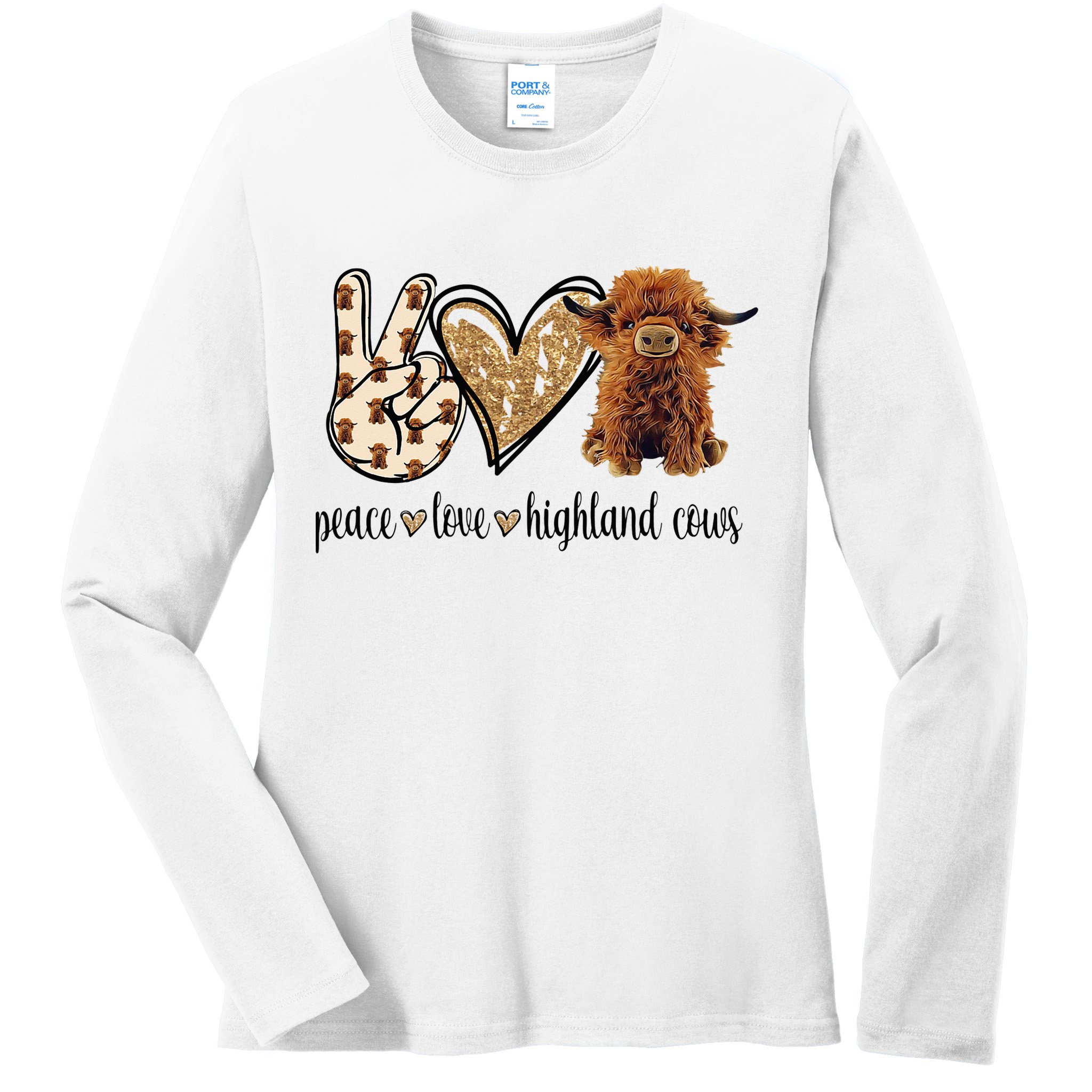 Highland Cow Ladies Long Sleeve Shirt