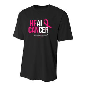 He Can Heal Cancer Pink Ribbon Breast Cancer Awareness Youth Performance Sprint T-Shirt