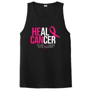 He Can Heal Cancer Pink Ribbon Breast Cancer Awareness PosiCharge Competitor Tank