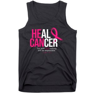 He Can Heal Cancer Pink Ribbon Breast Cancer Awareness Tank Top