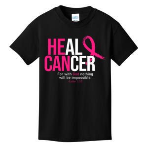 He Can Heal Cancer Pink Ribbon Breast Cancer Awareness Kids T-Shirt