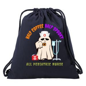 Half Coffee Half Spooky All Pediatric Nurse Cute Halloween Gift Drawstring Bag