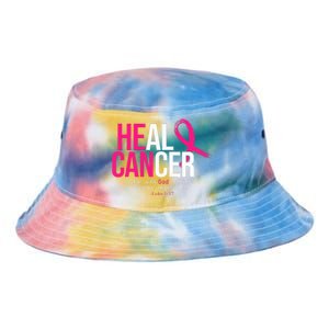 He Can Heal Cancer Pink Ribbon Breast Cancer Awareness Tie Dye Newport Bucket Hat