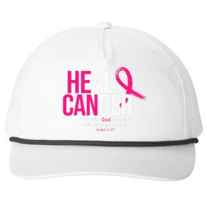 He Can Heal Cancer Pink Ribbon Breast Cancer Awareness Snapback Five-Panel Rope Hat