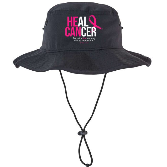 He Can Heal Cancer Pink Ribbon Breast Cancer Awareness Legacy Cool Fit Booney Bucket Hat