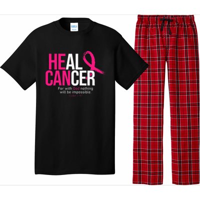 He Can Heal Cancer Pink Ribbon Breast Cancer Awareness Pajama Set