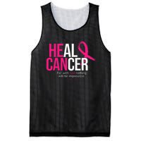 He Can Heal Cancer Pink Ribbon Breast Cancer Awareness Mesh Reversible Basketball Jersey Tank