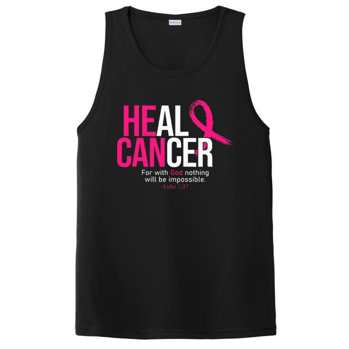 He Can Heal Cancer Pink Ribbon Breast Cancer Awareness PosiCharge Competitor Tank