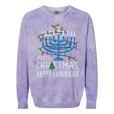 Happy Christmas Hanukkah Chanukah Jewish Colorblast Crewneck Sweatshirt