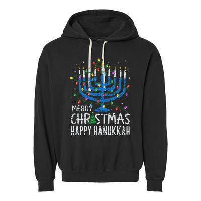 Happy Christmas Hanukkah Chanukah Jewish Garment-Dyed Fleece Hoodie