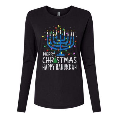 Happy Christmas Hanukkah Chanukah Jewish Womens Cotton Relaxed Long Sleeve T-Shirt