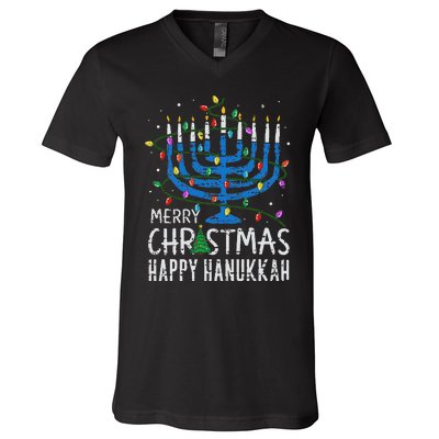 Happy Christmas Hanukkah Chanukah Jewish V-Neck T-Shirt