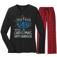 Happy Christmas Hanukkah Chanukah Jewish Women's Long Sleeve Flannel Pajama Set 