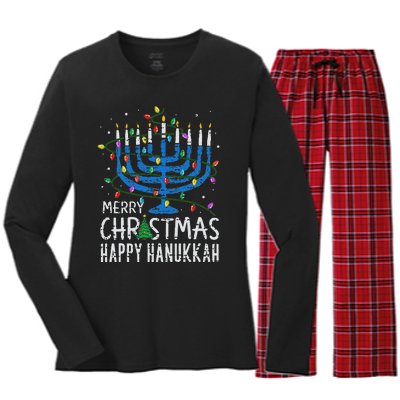 Happy Christmas Hanukkah Chanukah Jewish Women's Long Sleeve Flannel Pajama Set 