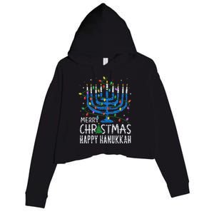 Happy Christmas Hanukkah Chanukah Jewish Crop Fleece Hoodie