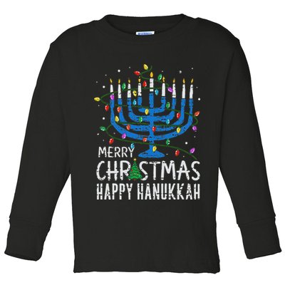 Happy Christmas Hanukkah Chanukah Jewish Toddler Long Sleeve Shirt