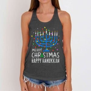 Happy Christmas Hanukkah Chanukah Jewish Women's Knotted Racerback Tank