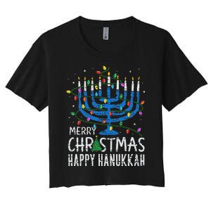 Happy Christmas Hanukkah Chanukah Jewish Women's Crop Top Tee