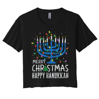 Happy Christmas Hanukkah Chanukah Jewish Women's Crop Top Tee