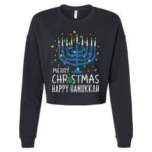 Happy Christmas Hanukkah Chanukah Jewish Cropped Pullover Crew