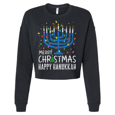 Happy Christmas Hanukkah Chanukah Jewish Cropped Pullover Crew