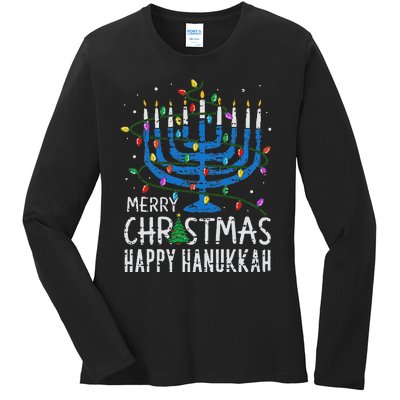 Happy Christmas Hanukkah Chanukah Jewish Ladies Long Sleeve Shirt