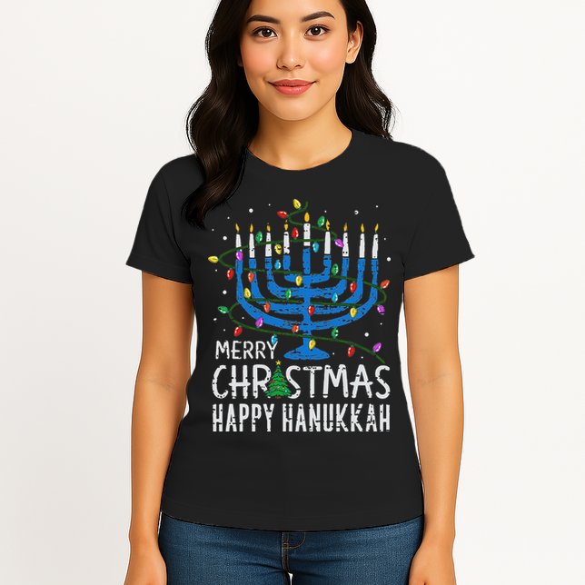 Happy Christmas Hanukkah Chanukah Jewish Womens T-Shirt