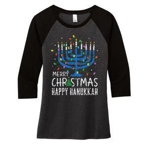 Happy Christmas Hanukkah Chanukah Jewish Women's Tri-Blend 3/4-Sleeve Raglan Shirt