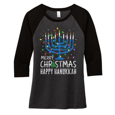 Happy Christmas Hanukkah Chanukah Jewish Women's Tri-Blend 3/4-Sleeve Raglan Shirt