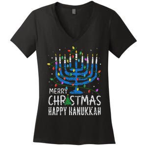 Happy Christmas Hanukkah Chanukah Jewish Women's V-Neck T-Shirt