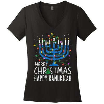 Happy Christmas Hanukkah Chanukah Jewish Women's V-Neck T-Shirt