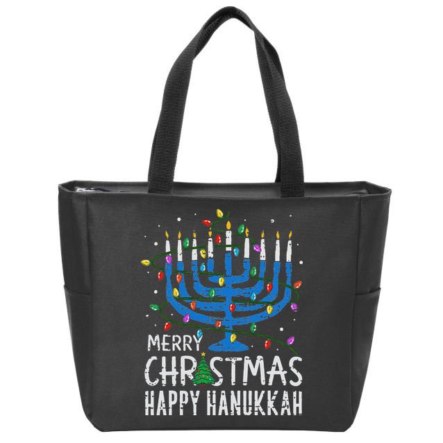 Happy Christmas Hanukkah Chanukah Jewish Zip Tote Bag