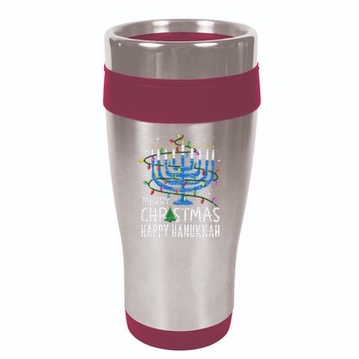 Happy Christmas Hanukkah Chanukah Jewish 16oz Travel Tumbler