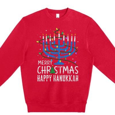 Happy Christmas Hanukkah Chanukah Jewish Premium Crewneck Sweatshirt