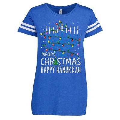 Happy Christmas Hanukkah Chanukah Jewish Enza Ladies Jersey Football T-Shirt