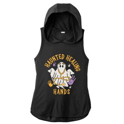 Halloween Costume Haunted Healing Hands Nurse Ghost Scrub Gift Ladies PosiCharge Tri-Blend Wicking Draft Hoodie Tank