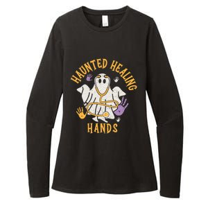 Halloween Costume Haunted Healing Hands Nurse Ghost Scrub Gift Womens CVC Long Sleeve Shirt