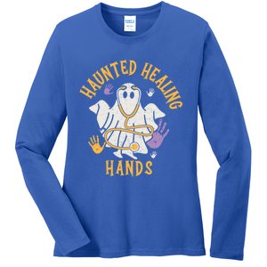 Halloween Costume Haunted Healing Hands Nurse Ghost Scrub Gift Ladies Long Sleeve Shirt