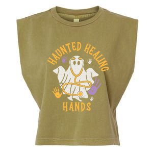 Halloween Costume Haunted Healing Hands Nurse Ghost Scrub Gift Garment-Dyed Women's Muscle Tee